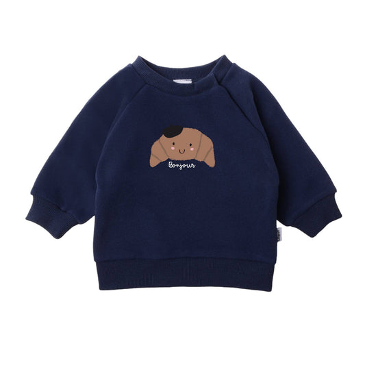 Sweatshirt in blau mit Print "Croissant"