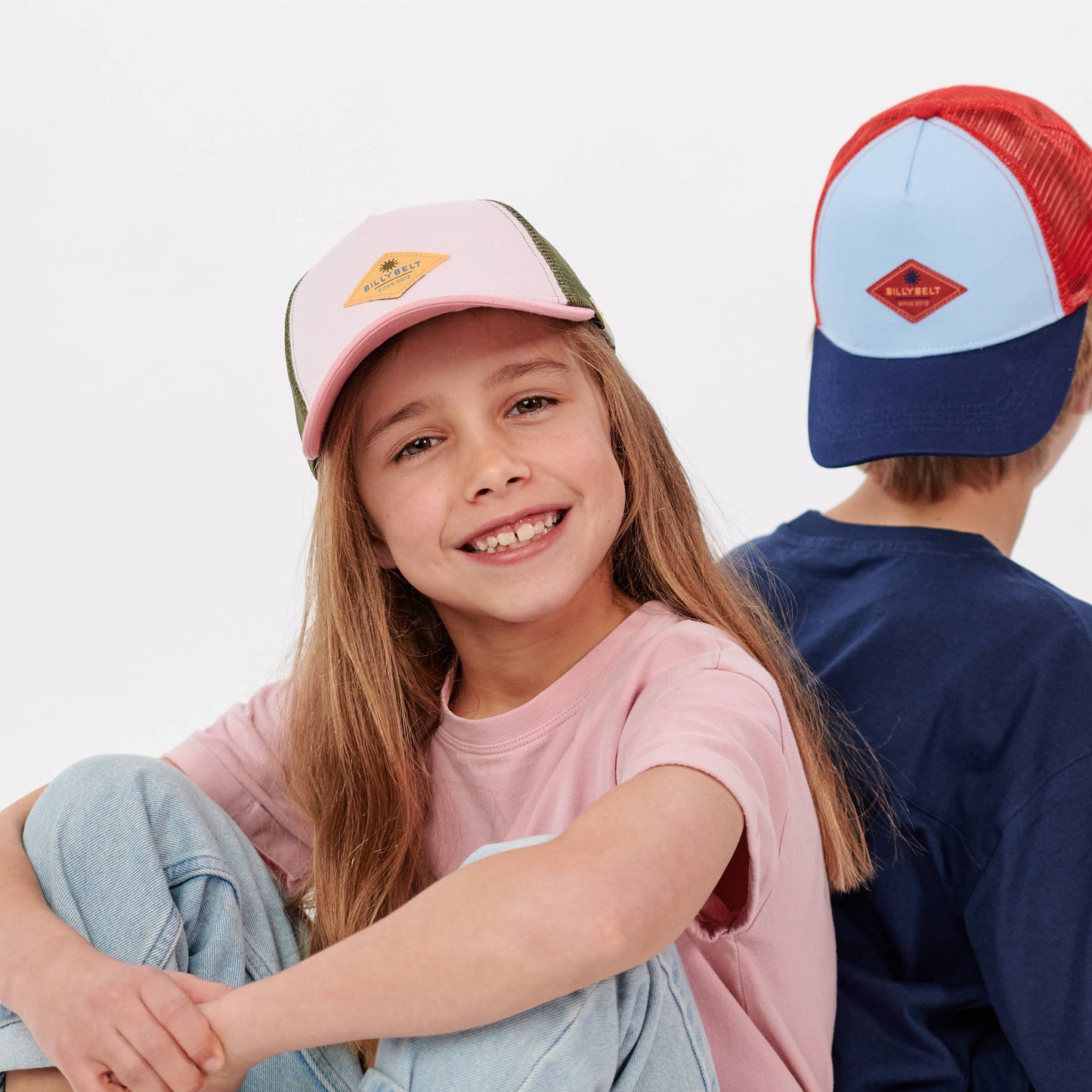 Kinder-Trucker-Cap aus Baumwolle - Rosa und Grün