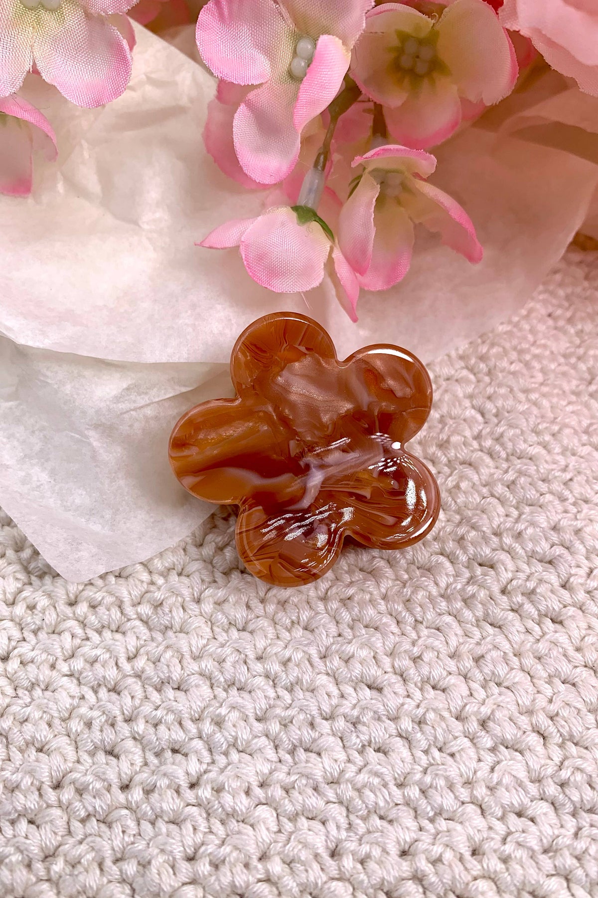 Mini-Haarclip in Blumenform, 4 cm, Modell YH50: Rose / Synthetisch