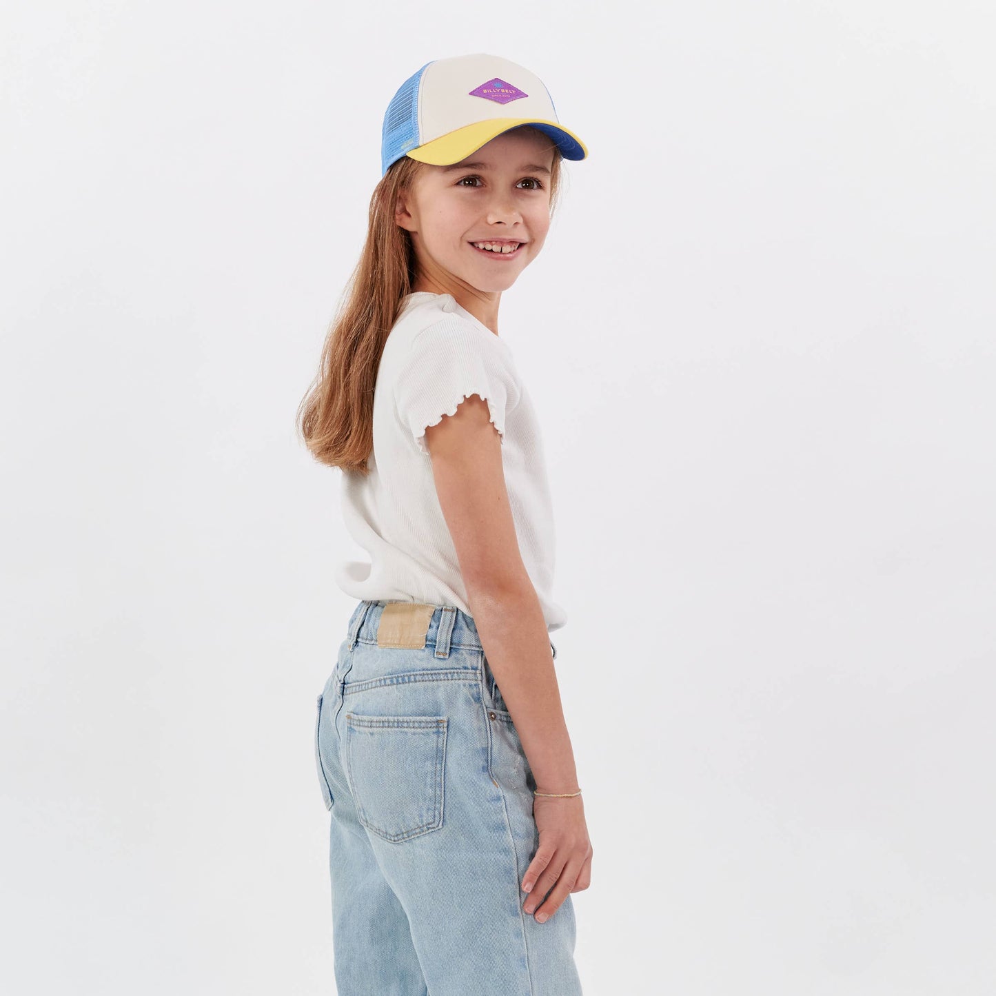 Kinder-Trucker-Cap aus Baumwolle - Ecru und Blau