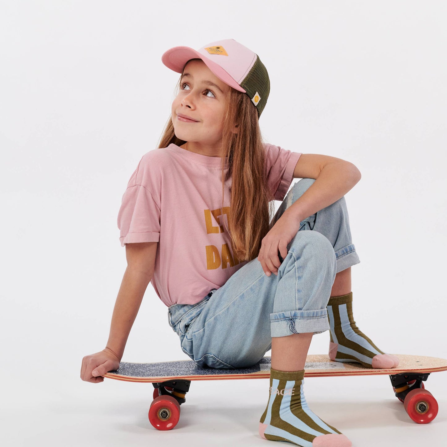 Kinder-Trucker-Cap aus Baumwolle - Rosa und Grün