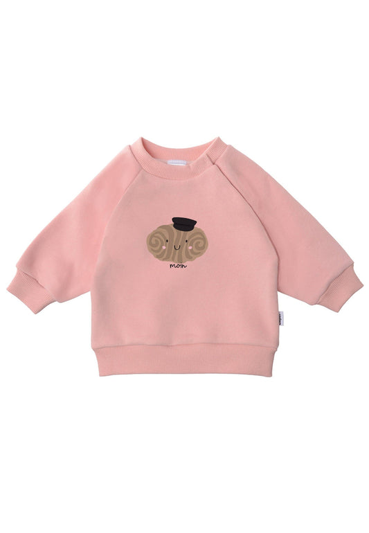 Sweatshirt in dusty pink mit Print "Franzbrötchen"