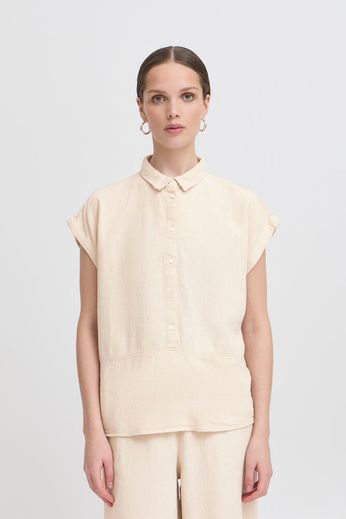 ICHI Lino blouse short sleeve