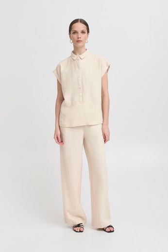 ICHI Lino blouse short sleeve