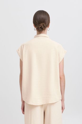 ICHI Lino blouse short sleeve