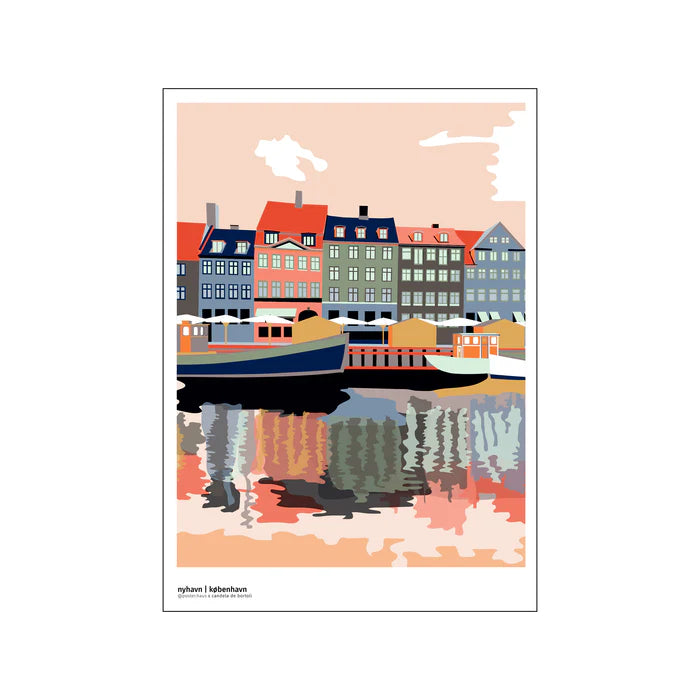 Plakat &amp; ramme kunsttryk Nyhavn Aften A3