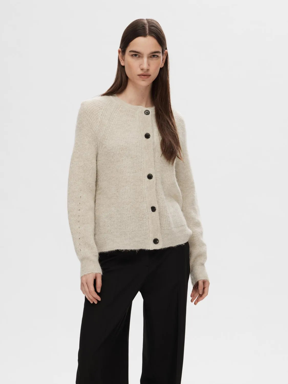 Selected Femme Lulu Strickjacke - Birch Melange