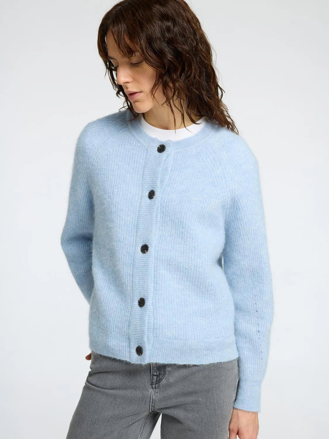 Selected Femme Lulu Strickjacke - Cashmere Blue Melange