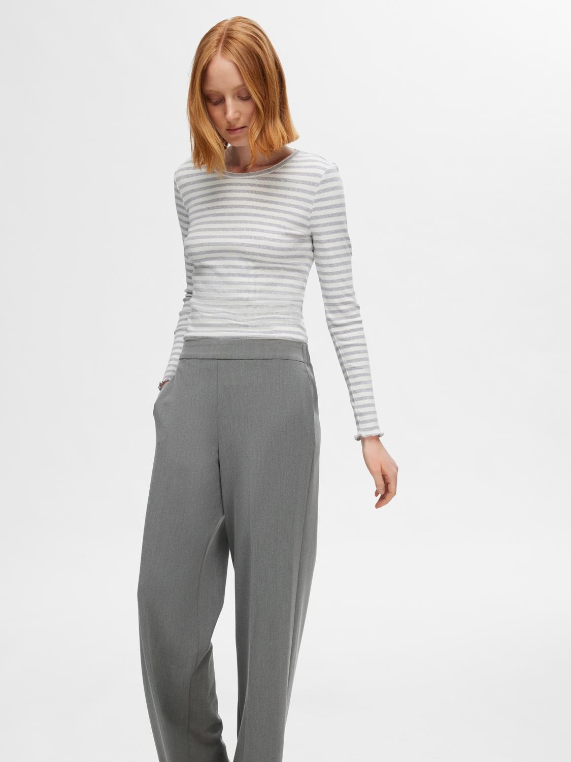 Selected Femme Emma Hose weit - Grey Melange