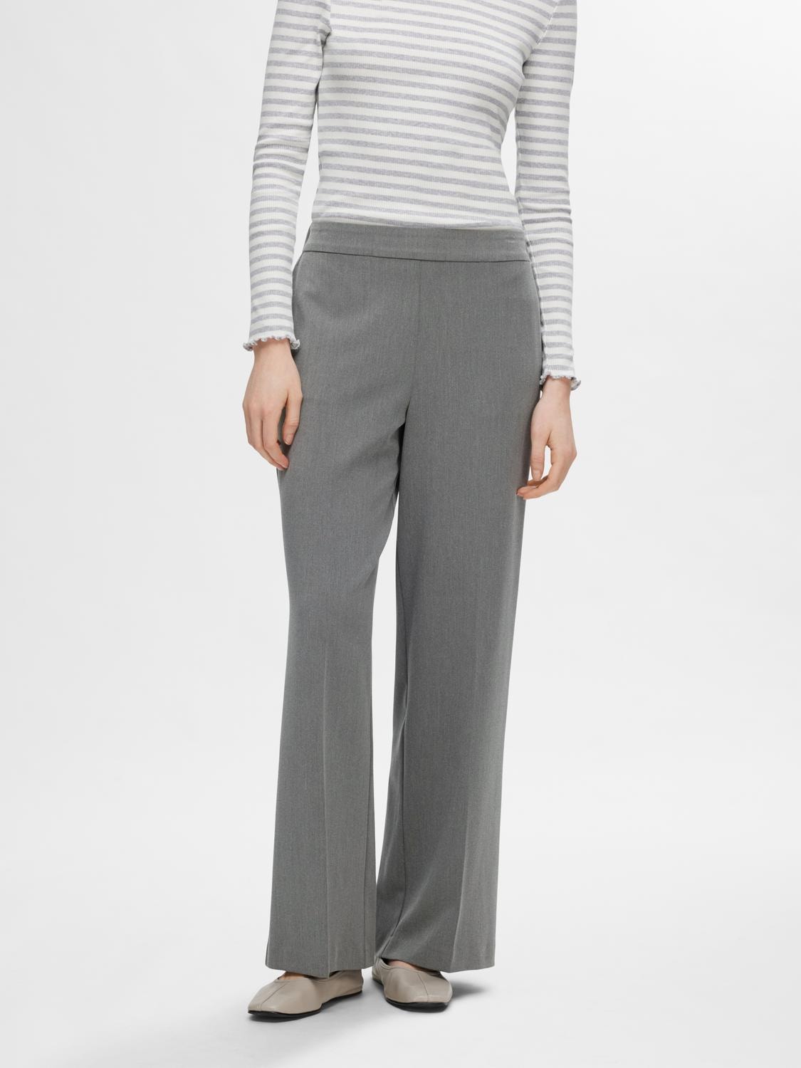 Selected Femme Emma Hose weit - Grey Melange