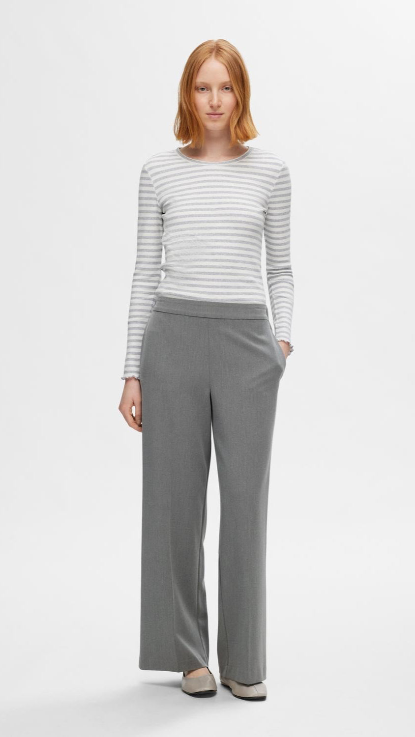 Selected Femme Emma Hose weit - Grey Melange