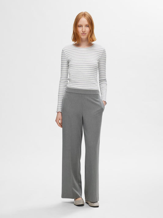 Selected Femme Emma Hose weit - Grey Melange