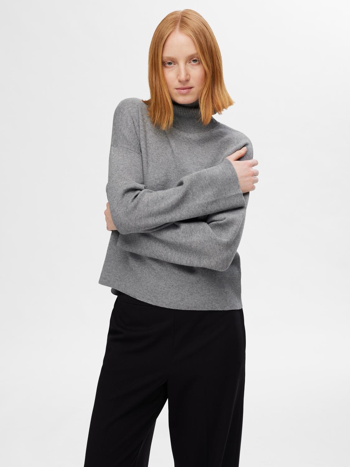 Selected Femme Kamma Pullover- Grey Melange